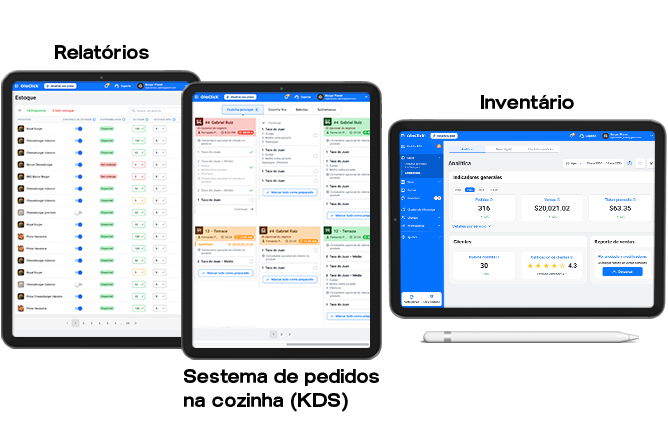 Sistema OlaClick en tablets — reportes, sistema de pedidos en la cocina (KDS) e inventario