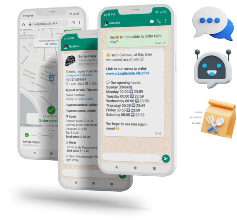 Automatic response messages from Olaclick WhatsApp chatbot