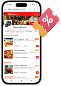 Header of the digital menu product page showing a 50% discount